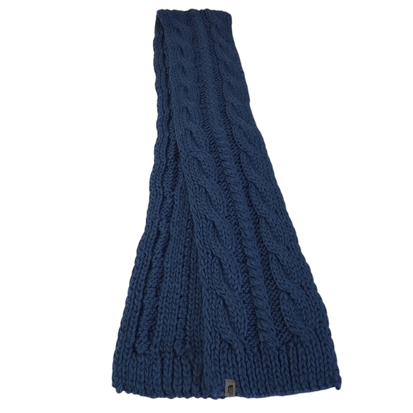 THE NORTH FACE Blue Chunky Cable Knit Scarf cozy winter layering one size - Picture 3 of 6